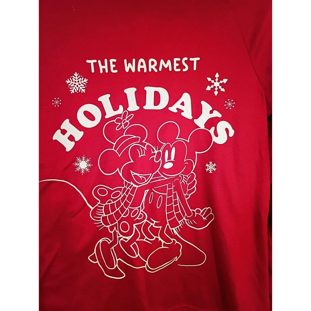 Disney Mickey Minnie Mouse Red Holiday Pajama Set Women Size S - Picture 8 of 8